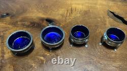 Ellmore Sterling Silver Cobalt Glass Salt Cellars