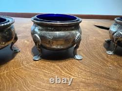 Ellmore Sterling Silver Cobalt Glass Salt Cellars