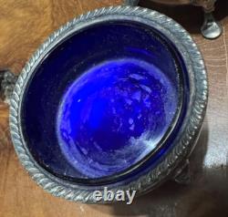 Ellmore Sterling Silver Cobalt Glass Salt Cellars