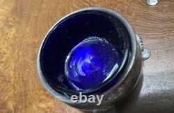 Ellmore Sterling Silver Cobalt Glass Salt Cellars