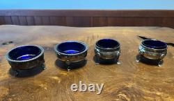 Ellmore Sterling Silver Cobalt Glass Salt Cellars