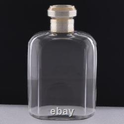 English Daniel John Wellby Faceted Glass Flask Bottle Sterling Silver Screw Top