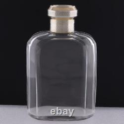 English Daniel John Wellby Faceted Glass Flask Bottle Sterling Silver Screw Top