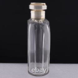 English Daniel John Wellby Faceted Glass Flask Bottle Sterling Silver Screw Top