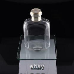 English Daniel John Wellby Faceted Glass Flask Bottle Sterling Silver Screw Top