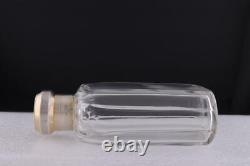 English Daniel John Wellby Faceted Glass Flask Bottle Sterling Silver Screw Top