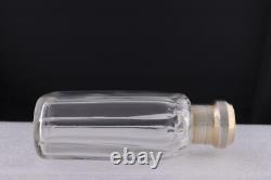 English Daniel John Wellby Faceted Glass Flask Bottle Sterling Silver Screw Top