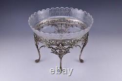 English Elkington Co Sterling Silver & Cut Glass Centerpiece 1879 55 Troy oz