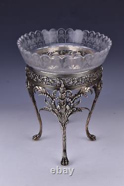 English Elkington Co Sterling Silver & Cut Glass Centerpiece 1879 55 Troy oz