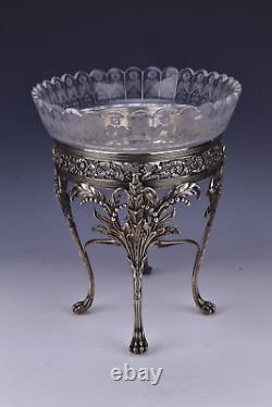 English Elkington Co Sterling Silver & Cut Glass Centerpiece 1879 55 Troy oz