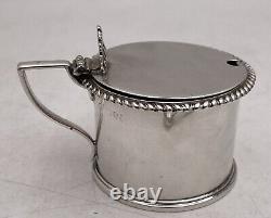 English Sterling Silver 1890 Victorian Mustard Pot with Glass Liner and Spoon