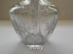 Engraved Cut Glass 6 Perfume Bottle, Sterling Silver Guilloche Enamel Stopper
