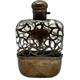Estate Antique Sterling Silver Ornate Filigree Overlay On Glass Gentlemans Flask