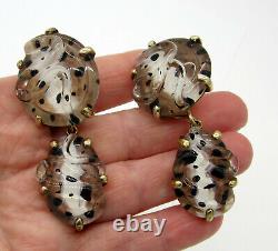 Estate Lovely MARIQUITA MASTERSON Sterling Silver Spotted Glass Pierced Earrings