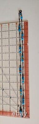 Estate Vintage Sterling Silver Millefiori Turquoise Cane Rectangle Beads 27