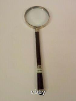 European 12 Magnifying Glass, Sterling Silver & Enamel Handle