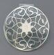 Excellent Antique Sterling Silver Overlay Glass Coaster Trivet 6 U Mono