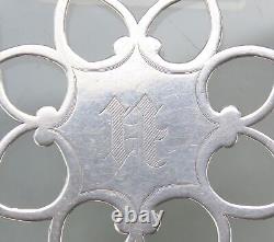 Excellent Antique Sterling Silver Overlay Glass Coaster Trivet 6 U Mono