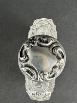 Excellent c1900 American Brilliant Cut Glass Sterling Silver Hip Pocket Flask