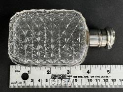 Excellent c1900 American Brilliant Cut Glass Sterling Silver Hip Pocket Flask