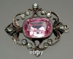 Exquisite Antique Georgian Foiled Glass Paste Silver Necklace Brooch Pin Parure