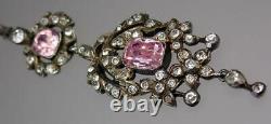 Exquisite Antique Georgian Foiled Glass Paste Silver Necklace Brooch Pin Parure