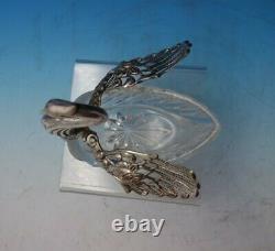FB German Sterling Silver Glass Sugar Basket Pair Swan Form Movable Wings #5359