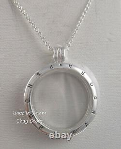 FLOATING LOCKET Authentic PANDORA Silver SAPPHIRE CRYSTAL Large Necklace 590530