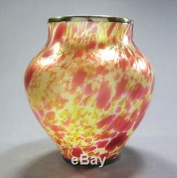 FRITZ HECKERT Art Glass MORMOPAL Vase Sterling Silver Overlay ca. 1902 Loetz Era