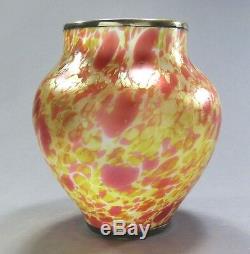 FRITZ HECKERT Art Glass MORMOPAL Vase Sterling Silver Overlay ca. 1902 Loetz Era