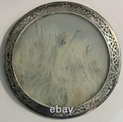 F. M. Whiting Co. Sterling Silver Dish Basket with Pressed Butterflies in Glass