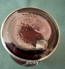 Fabulous Miniature 4 Ruby Red Glass Sterling Silver Overlay Vtg Nouveau Vase