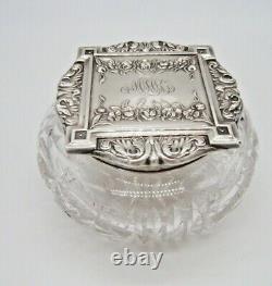 Fantastic Sterling Silver & Cut Glass Abp Powder Jar Exc Quality