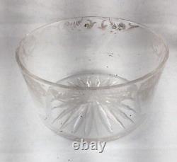 Figural Sterling & Etched Glass Ice Tub- 6 Diameter