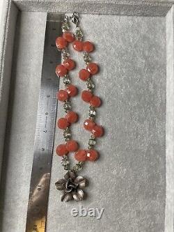 Fine Sterling Silver. 999 Shiana 3D Glass Beaded Flower Pendant Necklace