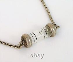 Fine Vintage Sterling Silver Glass On The Level Pendant Necklace Carpenter Gift