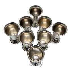 Fisher Cordial Shot Glass Sterling Silver Weighted 254g Total 8Pc