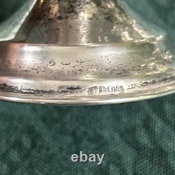 Four (4) Antique Sterling Silver Sherbet Dessert Dishes with Etched Glass Inserts
