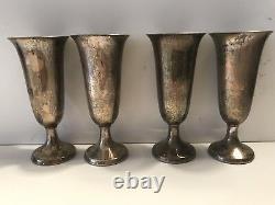 Four 4 Vintage Sterling Silver Webster Co Shot Glasses Cordial Cups