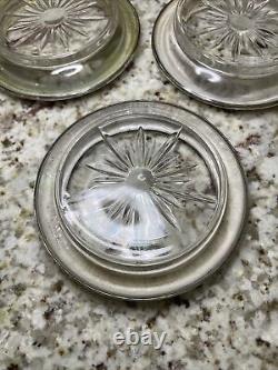 Frank M Whiting & Co Sterling Silver/Glass Coaster Set Of 13 3.75 Vintage #04
