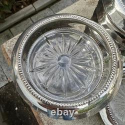 Frank Whiting Sterling Silver Glass Coasters Set of 11 #4 Beaded Rim Starburst