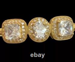 Freida Rothman 925 SS 14K YG Plated CZ Triple Pavé Station Bangle, Rare