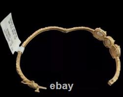 Freida Rothman 925 SS 14K YG Plated CZ Triple Pavé Station Bangle, Rare