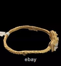 Freida Rothman 925 SS 14K YG Plated CZ Triple Pavé Station Bangle, Rare