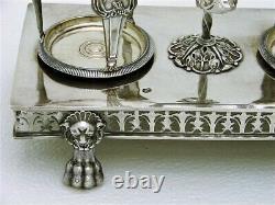 French Sterling Silver & Glass Cruet Set Figural Marked 950 fine c1818