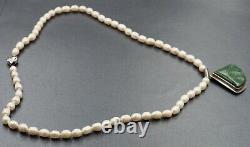 Freshwater Pearl Strand Necklace Sterling Silver & Glass Pendant Fine Jewellery