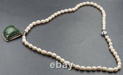 Freshwater Pearl Strand Necklace Sterling Silver & Glass Pendant Fine Jewellery