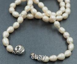 Freshwater Pearl Strand Necklace Sterling Silver & Glass Pendant Fine Jewellery