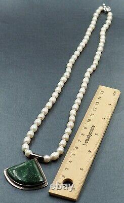 Freshwater Pearl Strand Necklace Sterling Silver & Glass Pendant Fine Jewellery