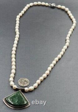 Freshwater Pearl Strand Necklace Sterling Silver & Glass Pendant Fine Jewellery